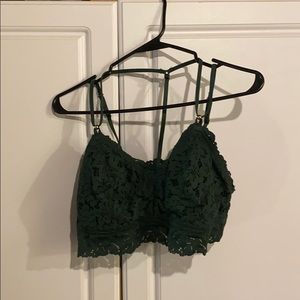 aerie Floral Lace Forest Green Bralette